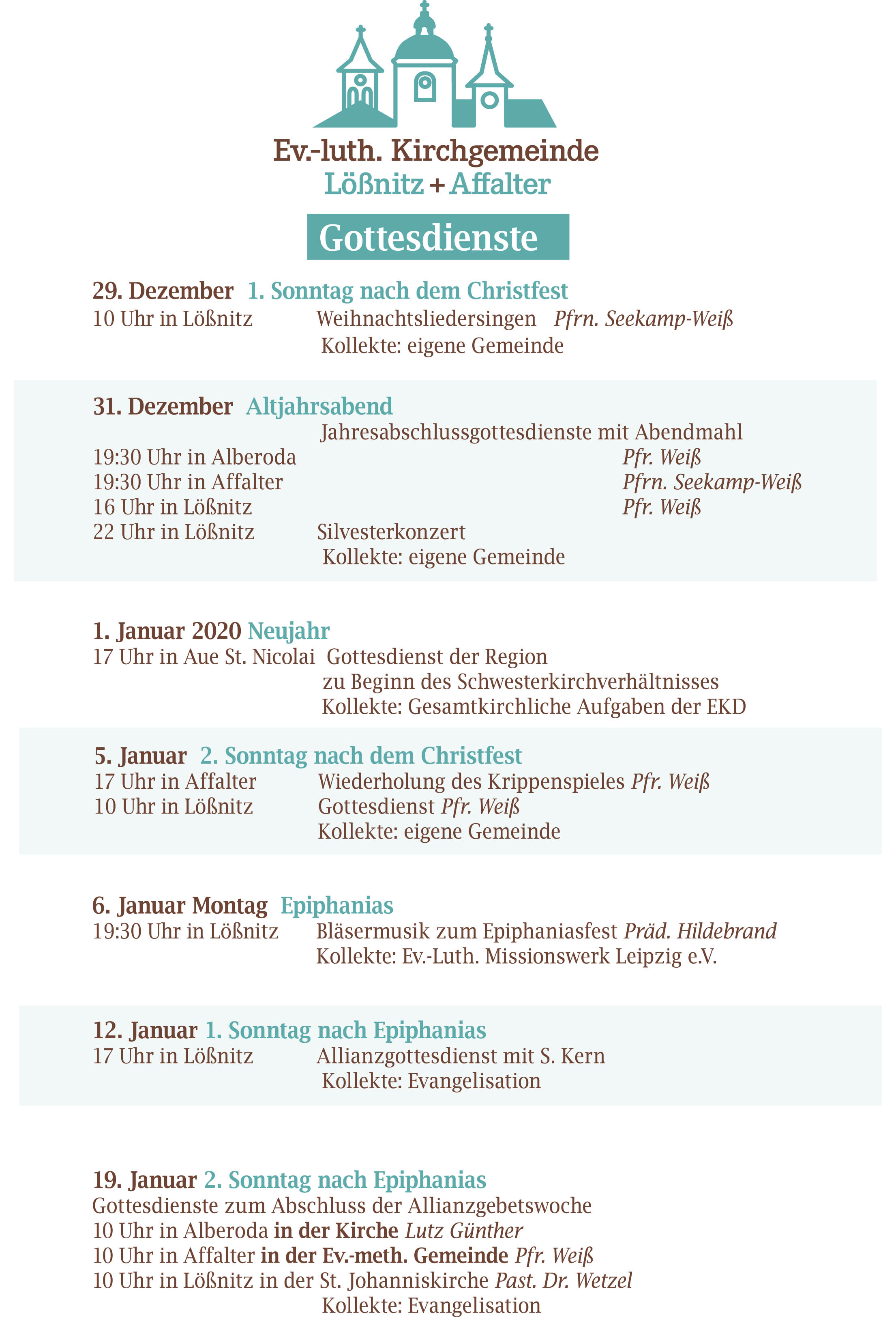 Kirchennachrichten Lößnitz Dezember-Januar-2